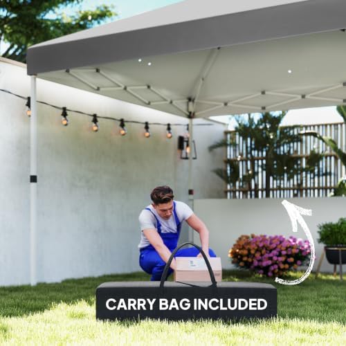Outsunny 10' x 10' Pop Up Canopy Tent with 2 Half Sidewalls UV50+ Dar...