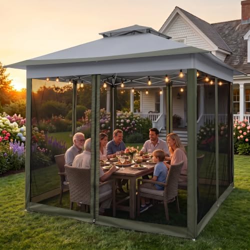 COBIZI 12x12 Pop Up Gazebos On Clearance - Portable Gazebo with Mosquito Nett...
