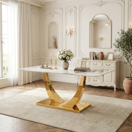 63” Glass Dining Table, Dining Table for 6, Modern Kitchen Table