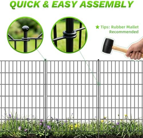Toolterritary 5 Panels No Dig Decorative Garden Fence, 48in(H) x 13.0ft(L), D...