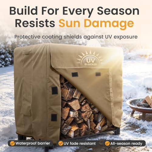 Firewood Log Rack Cover 8 foot - Heavy Duty - Brown (Brown, 4 Feet)