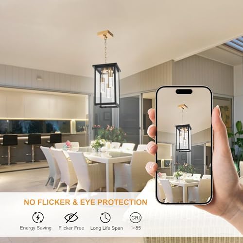 TODOLUZ 5CCT LED Large Outdoor Pendant Light Fixtures, 3-Light LED Integrated...