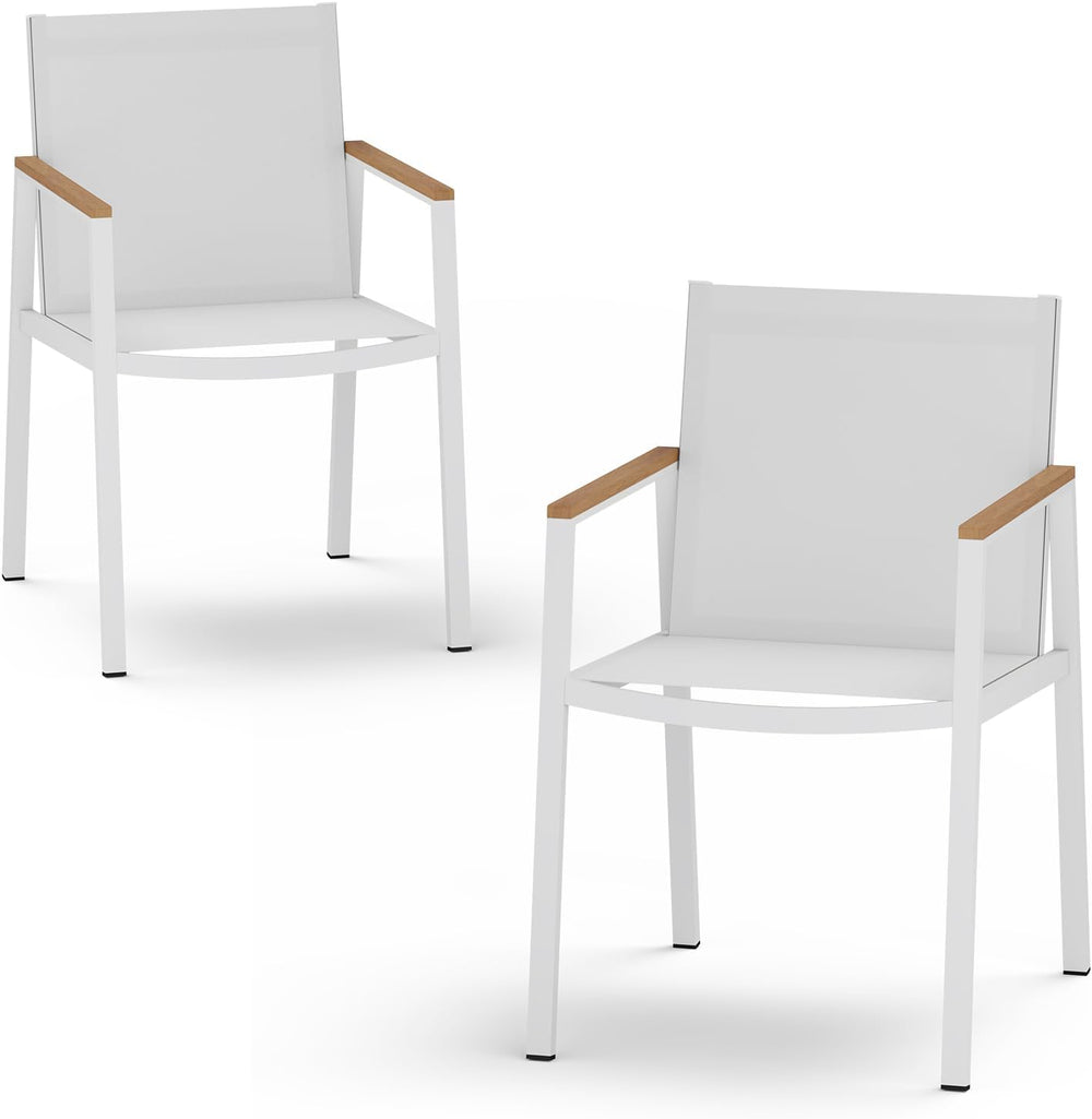 Outdoor Dining Chairs Set of 2, Aluminum Patio Armchairs, All Weather Patio D...