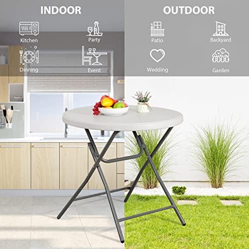 SUPER DEAL 32in Cocktail Table, Indoor Outdoor Portable High Top Table, Plast...