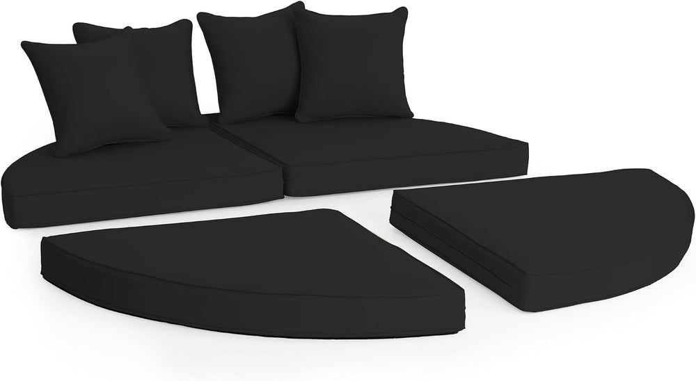 Crownland 66-Inch Outdoor Patio Canopy Bed Round Daybed Replacement Cushions,...