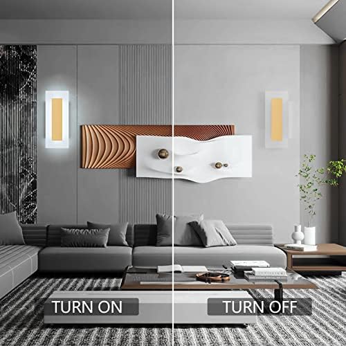 LMQNINE Modern LED Acrylic Gold Wall Sconce White Light 6000K for Bedroom Cor...