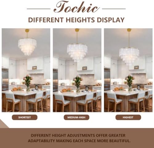TOCHIC Capiz Shell Chandelier, Gold Coastal Chandelier with Natural Shells
