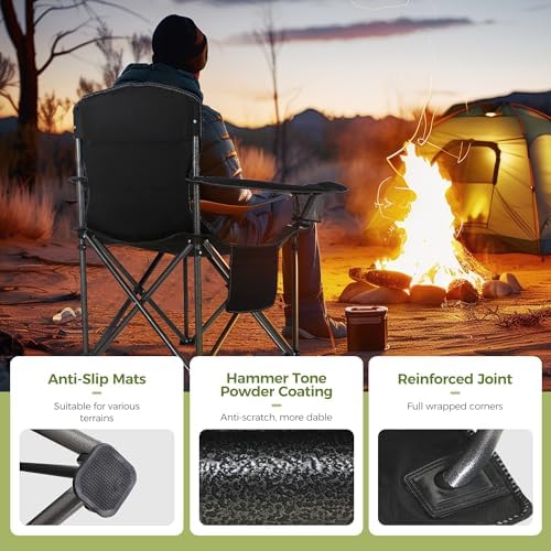 ALPHA CAMP Oversized Fully Padded Camping Chairs with Lumbar Support