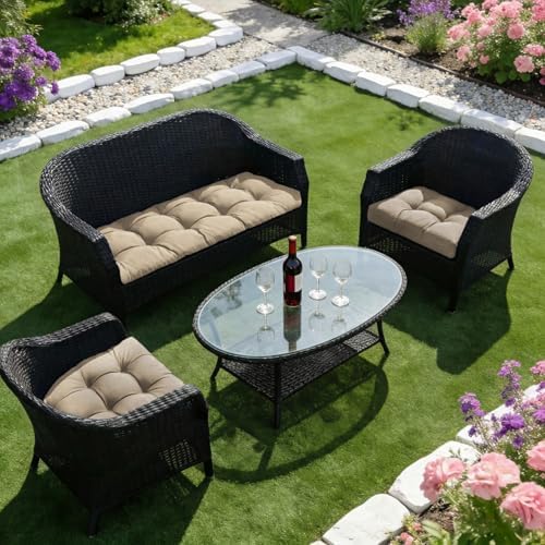 Wicker Chair Cushions of 3 Pieces, Waterproof Cushions for Patio Furniture, T...
