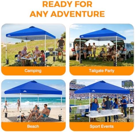 EAGLE PEAK 10x10 Pop Up Canopy Tent Easy Up Canopy Outdoor, Blue