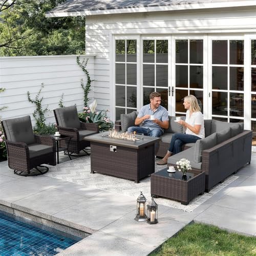 ALAULM Patio Furniture Set with 2 Swivel Chairs, Outdoor Sectional with 55000...