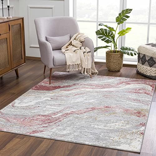 Hauteloom Malmesbury Modern Abstract Bedroom Living Room Area Rug - Marble Sw...
