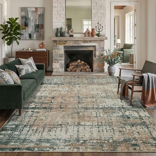 Rugxara 6x9 Green Rug,Modern Moss Abstrac Washable Rug for Living Room