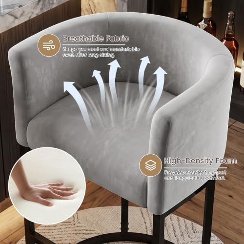 GRUSIGN Chenille Counter Height Bar Stools Set of 2, 26" Kitchen Island ...