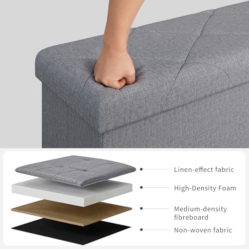 43 Inches Folding Storage Ottoman Bench for Bedroom,660 lb Ottoman with Stora...
