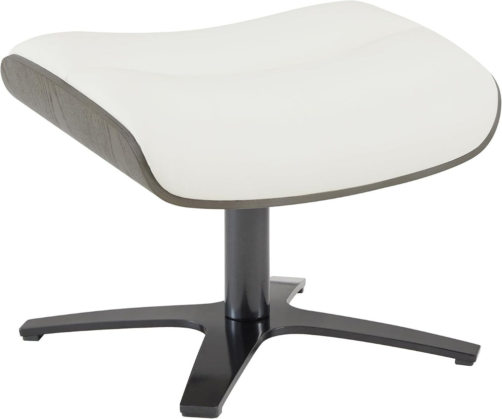 CHITA Genuine Leather Reclining Swivel Accent Chair with Ottoman, White
