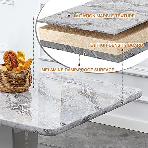 63" Morden Faux Marble Dining Room Table Set,Big Kitchen Dining Table fo...