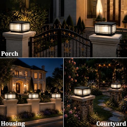 11.81In Outdoor Post Lights Hardwired, 3000K E26 Modern Post Mount Lights