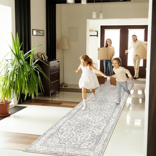Lahome Oriental Runner for Hallways 2.5x10 Washable Beige Kitchen Runners Non...