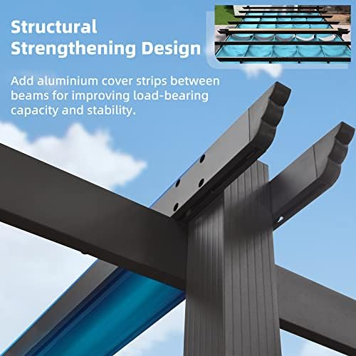 PURPLE LEAF Outdoor Pergola Retractable Aluminum 12' X 18', Turquoise...