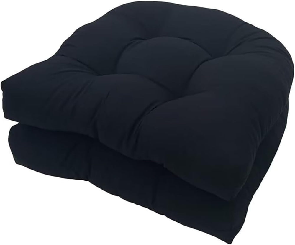 Waterproof Outdoor Chair Cushion Set of 2 Black Outdoor Wicker Patio Seat Pad...