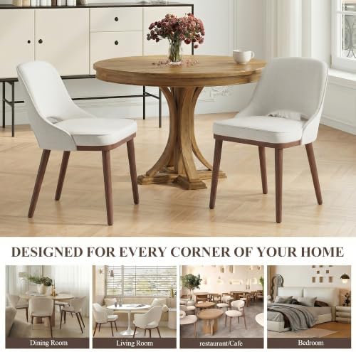 Modern Upholstered Chairs, Curved Open‑Back Fabric Kitchen Chairs(Set of 6)