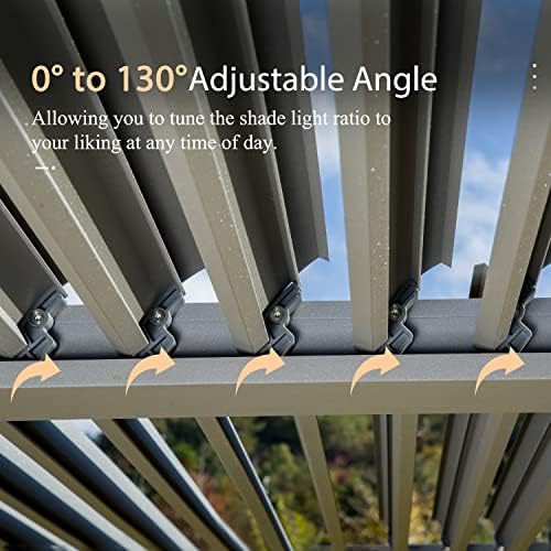 Domi Outdoor Pergola 12' × 16', Aluminium Louvered Pergola with Adjus...