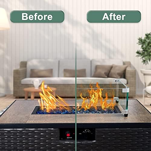 MESIDA 23.5"x23.5"x6" Fire Pit Glass Wind Guard, Tempered Glas...