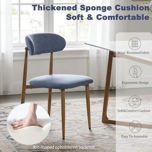 FREKEN Modern Upholstered Dining Chairs Set of 4, Mid-Century Metal Frame wit...