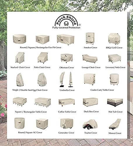 Porch Shield Waterproof Patio Chair Cover 2 Pack 34W x 37D x 36H in, Beige