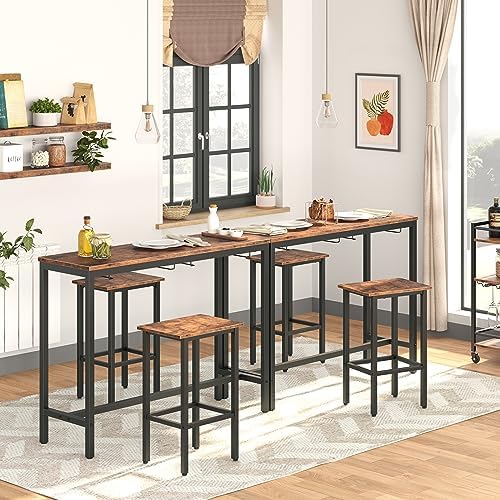 HOOBRO Bar Table Set, Pub Tables Bar Height with Stools Set of 2, Bar Chairs ...