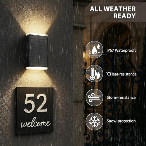 Solar Wall Light Outdoor,3000/4000/6000K 3 Modes Dusk to Dawn Lighting Wall S...