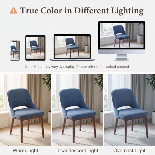 MALOL Wooden Dining Chairs Set of 4, Modern Fabric Upholstered Dining Room Ch...