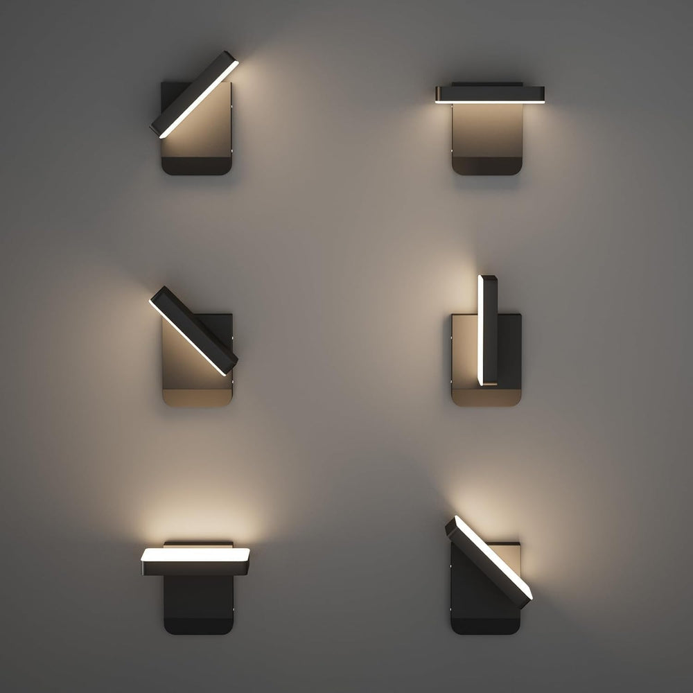 Modern Outdoor LED Wall Light 350° Rotatable, Black, 1 Pack