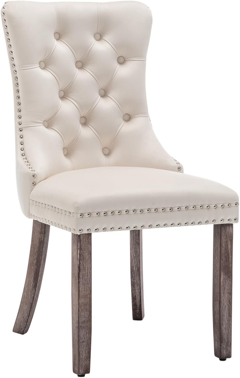 Eifizek Dining Chairs Set of 4 Upholstered Chairs with Tufted Back, Beige