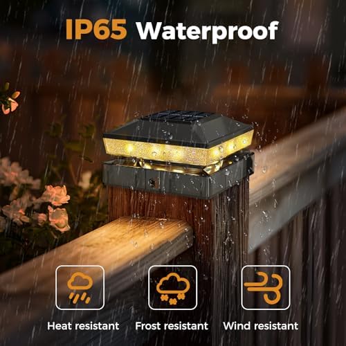 vighep 14 Pack Fence Post Solar Lights, Fits 4x4 & 3.5x3.5 Wood Vinyl Pos...