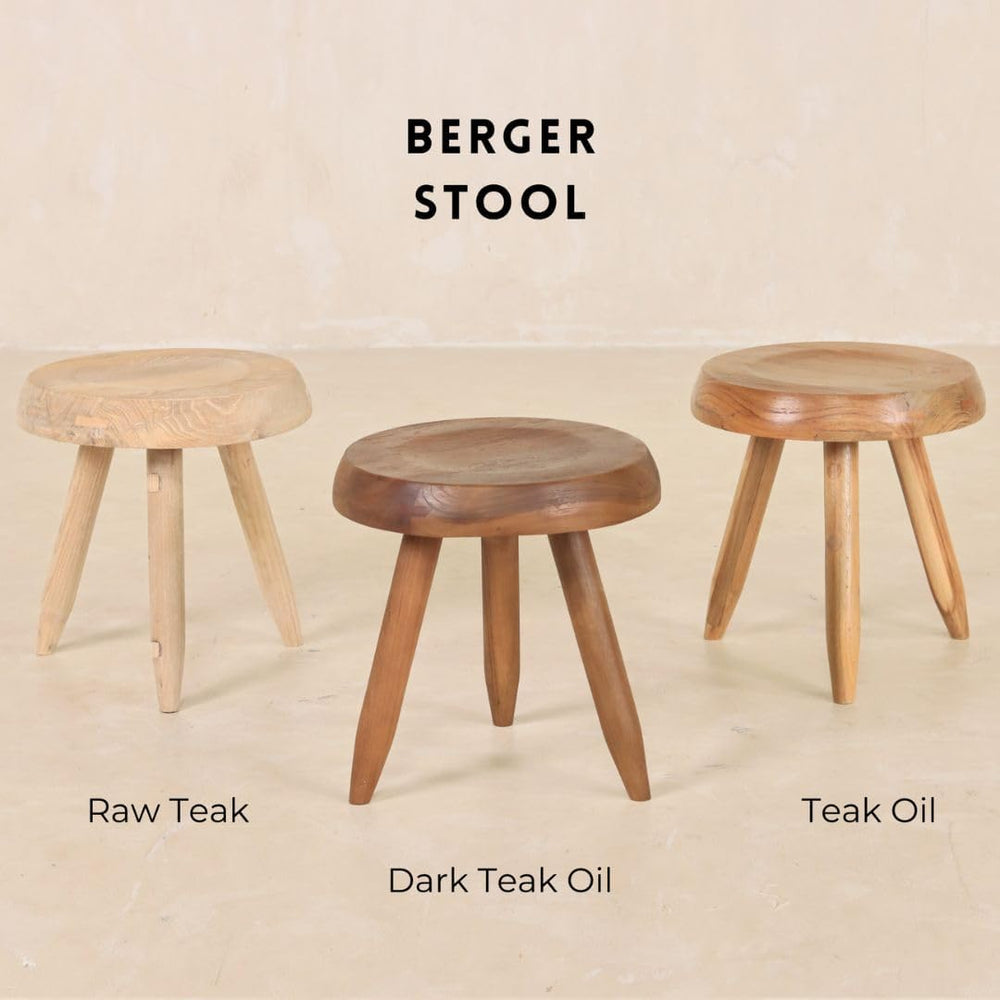 Berger Teak Milking Stool - Versatile Sitting Stool, Small Side Table, Outdoo...
