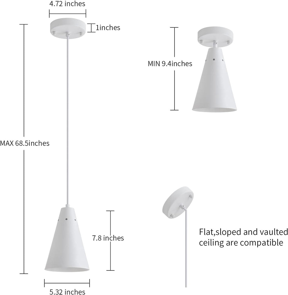 Dijiahua White Pendant Lights Kitchen Island,Dining Room Light Fixtures Over ...