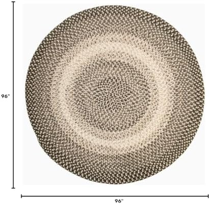 Super Area Rugs Braided Rug Round 8ft Farmhouse Kitchen Rug - Ridgewood Braid...