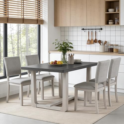 leovanni Rectangle Dining Table Set of 4, 48" Rectangle Kitchen Table an...
