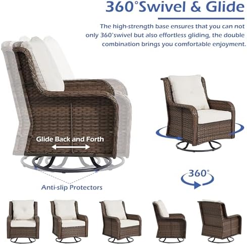 Wumiokio Patio Furniture Sets, 3 Pieces Wicker Outdoor Furniture - 360 Degree...