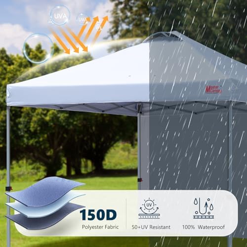 MASTERCANOPY 10x10 Durable Pop Up Canopy Tent with 1 Sidewall, White