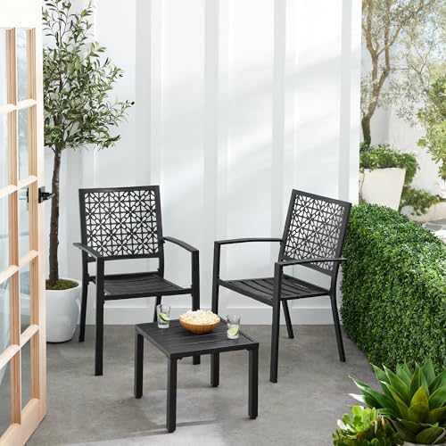 Best Choice Products 3-Piece Outdoor Bistro Set, Stackable Modern Steel Furni...