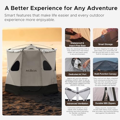 Space Acacia Lite Camping Tent, Pop Up Tents for Camping, Lightweight & D...