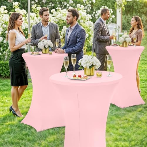 Moosfor Spandex Cocktail Table Covers 4 Pack, Elastic Fitted Stretch Table Cl...