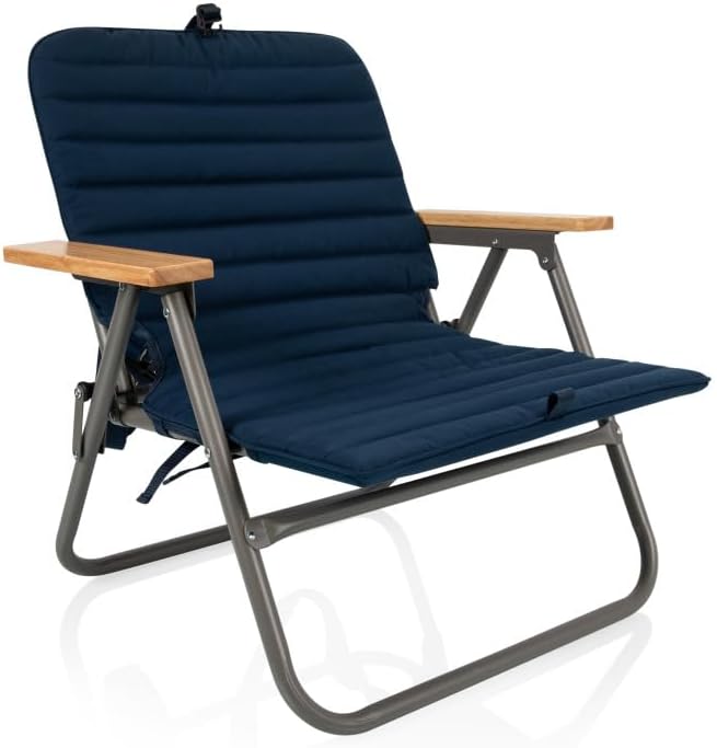 Picnic TIME Descanso Padded Beach Chair, Low Camping Chair with Removable Was...