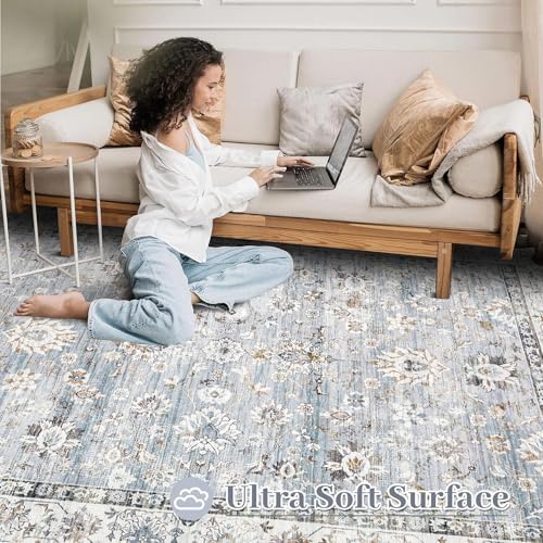 XLUEZ Area Rug 9x12 Living Room Rug, Machine Washable Vintage Distressed Boho...