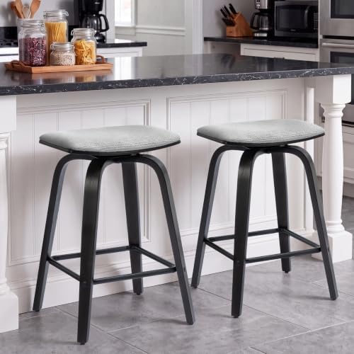 Swivel Bar Stools Set of 2 for Island Kitchen, Modern 26" Backless Count...