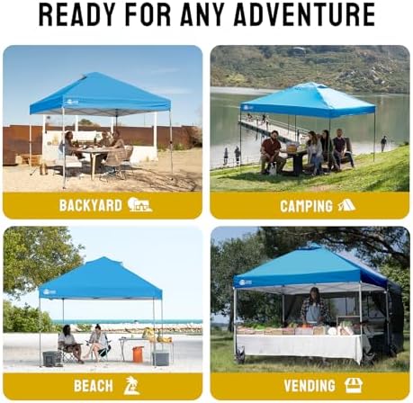 CROWN SHADES 10x10 Pop Up Canopy Tent with One Push Setup, Sky Blue