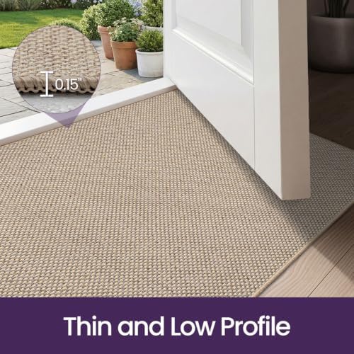 DEXI Thin Door Mat Indoor Entrance 32x48, Non Slip Entryway Mat, Beige